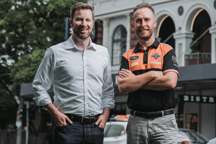 Sportsyear Co-Founder Patrick Galloway and Wests Tigers Head of Commercial Luke Matthews (Pic: Oscar Coleman)